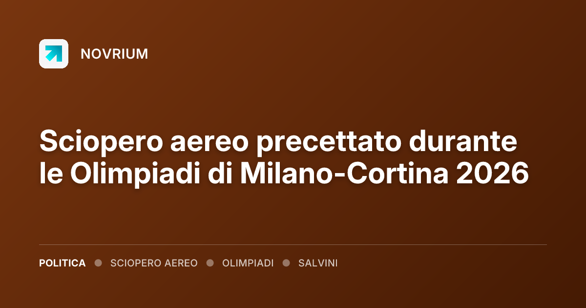 Sciopero aereo precettato durante le Olimpiadi di Milano-Cortina 2026