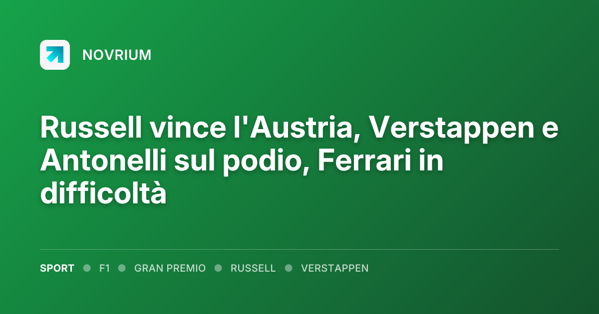 Russell vince l'Austria, Verstappen e Antonelli sul podio, Ferrari in difficoltà
