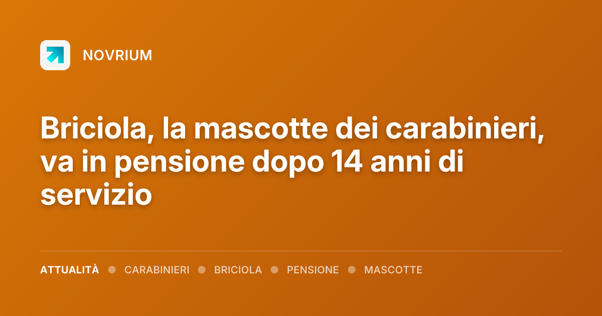 Briciola, la mascotte dei carabinieri, va in pensione dopo 14 anni di servizio