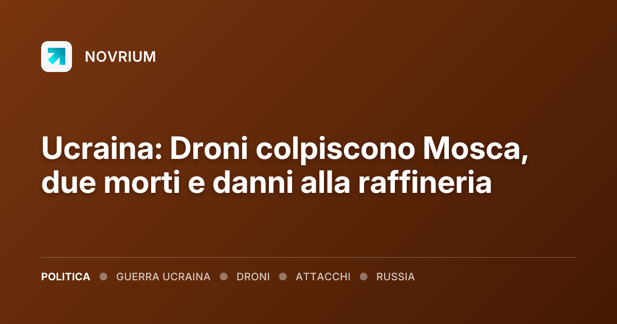 Ucraina: Droni colpiscono Mosca, due morti e danni alla raffineria