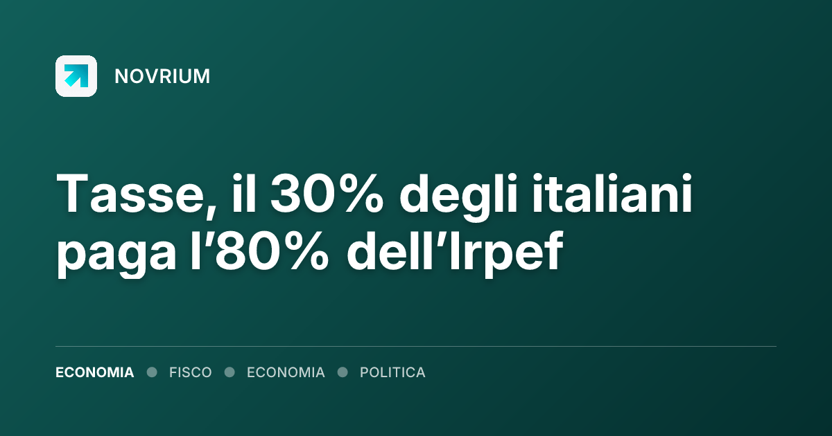 Tasse, il 30% degli italiani paga l’80% dell’Irpef