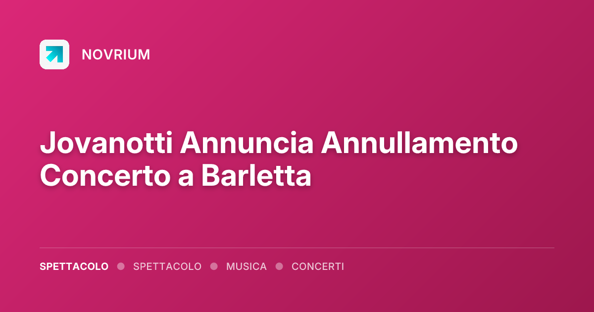 Jovanotti Annuncia Annullamento Concerto a Barletta