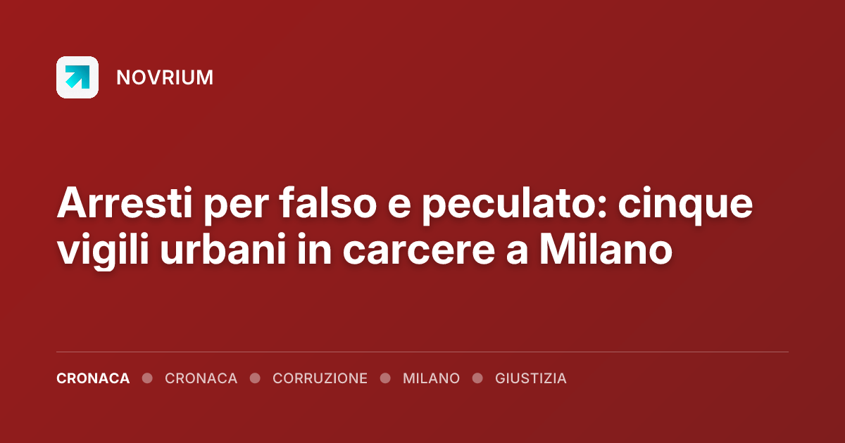 Arresti per falso e peculato: cinque vigili urbani in carcere a Milano