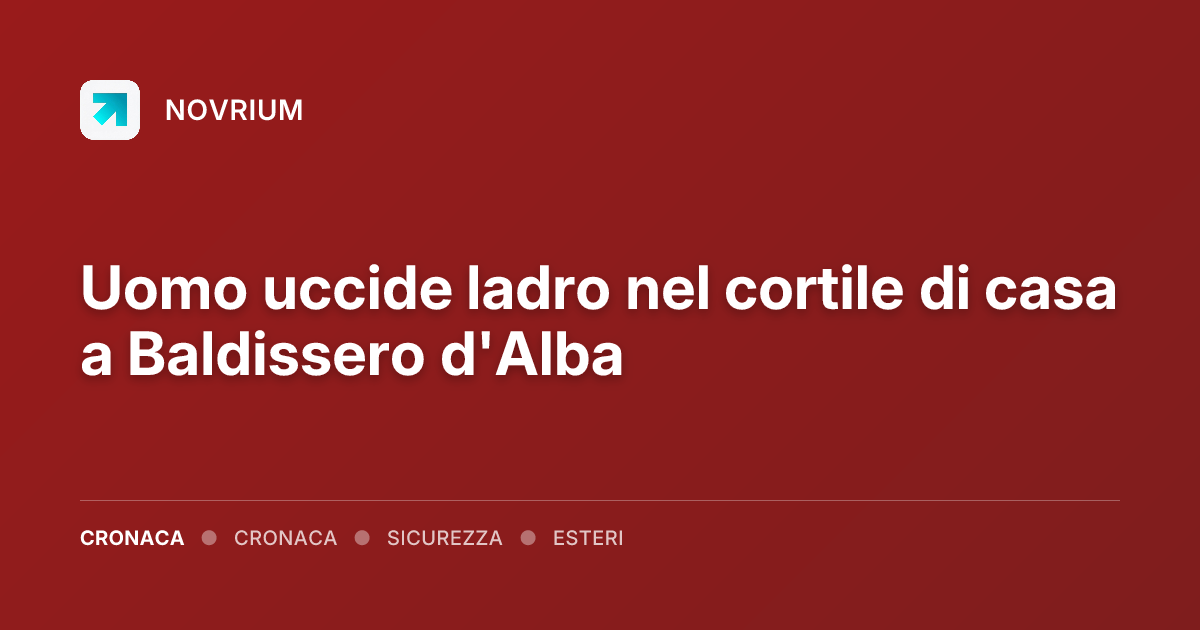 Uomo uccide ladro nel cortile di casa a Baldissero d'Alba
