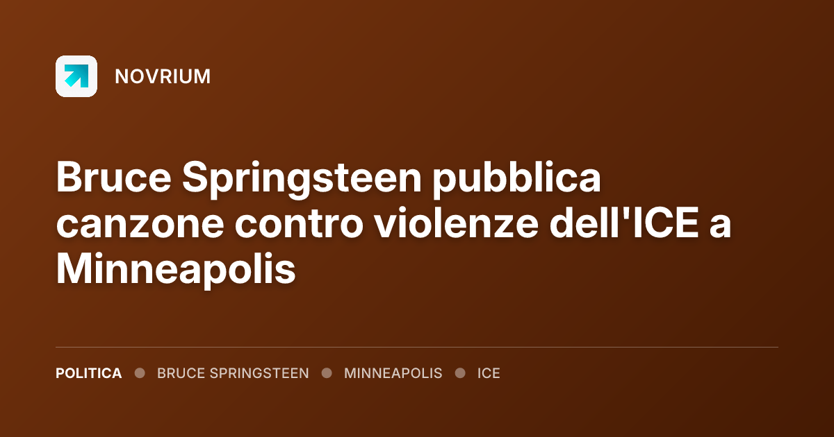 Bruce Springsteen pubblica canzone contro violenze dell'ICE a Minneapolis