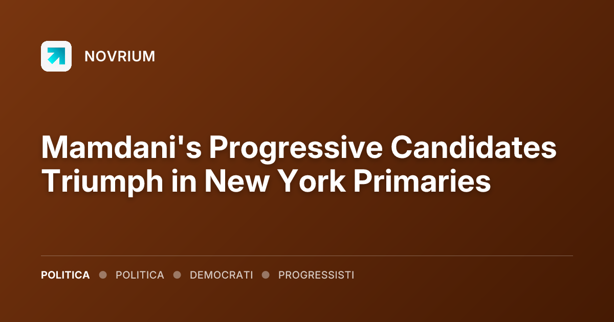 Mamdani's Progressive Candidates Triumph in New York Primaries