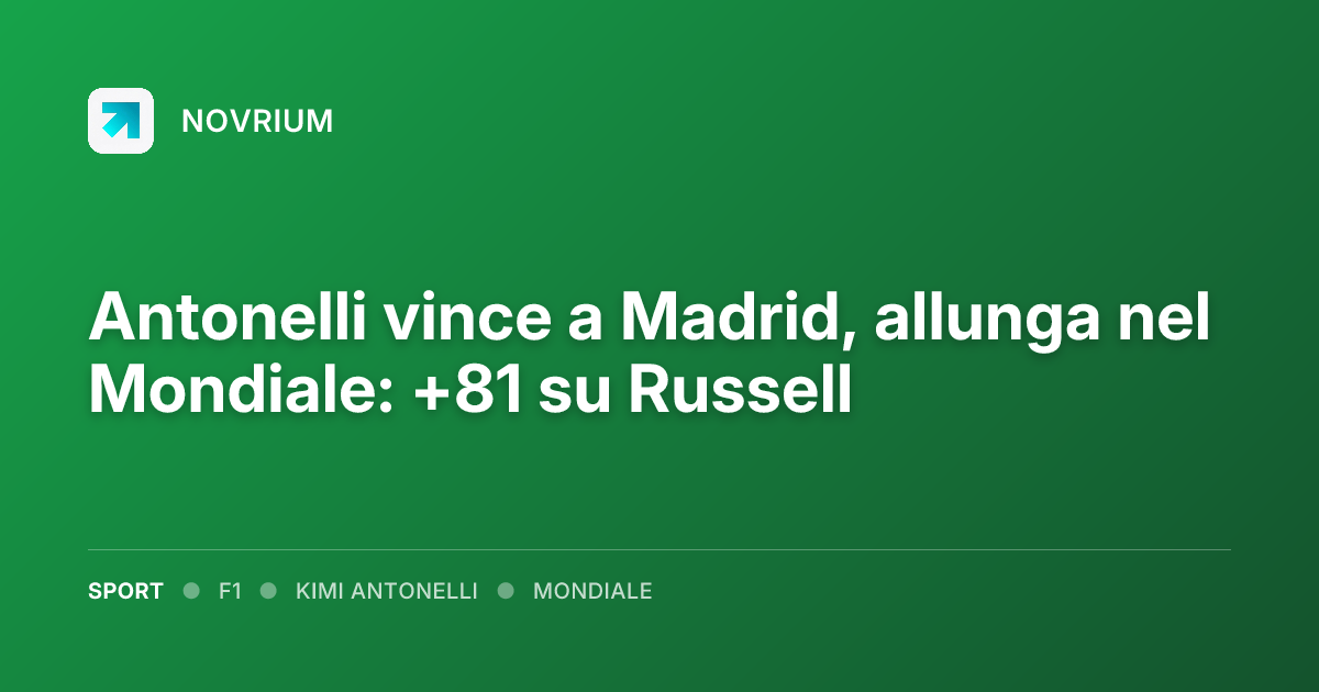Antonelli vince a Madrid, allunga nel Mondiale: +81 su Russell