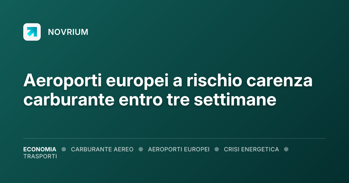Aeroporti europei a rischio carenza carburante entro tre settimane