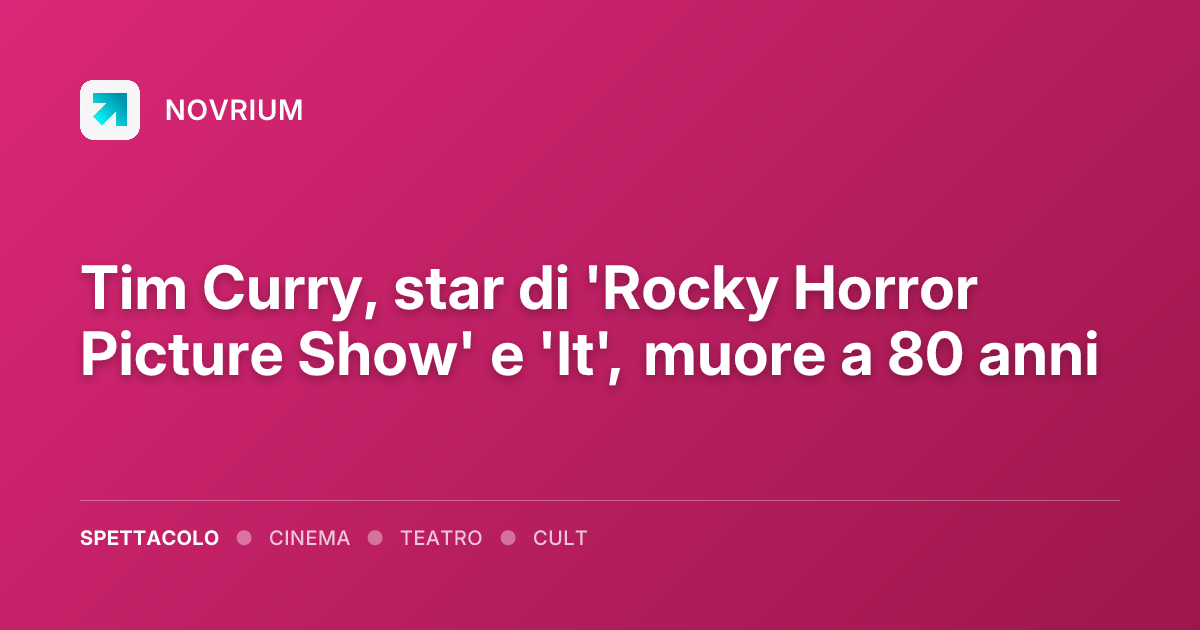 Tim Curry, star di 'Rocky Horror Picture Show' e 'It', muore a 80 anni