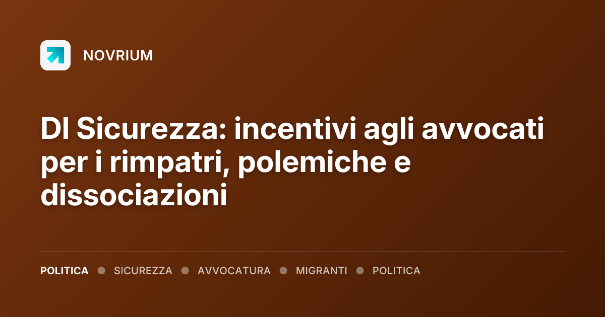 Dl Sicurezza: incentivi agli avvocati per i rimpatri, polemiche e dissociazioni