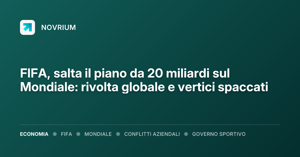 FIFA, salta il piano da 20 miliardi sul Mondiale: rivolta globale e vertici spaccati