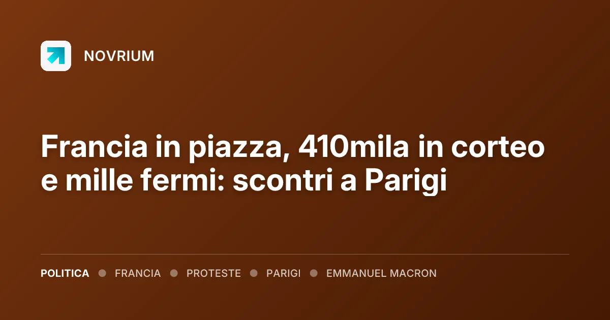 Francia in piazza, 410mila in corteo e mille fermi: scontri a Parigi