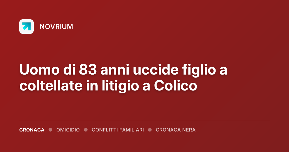 Uomo di 83 anni uccide figlio a coltellate in litigio a Colico