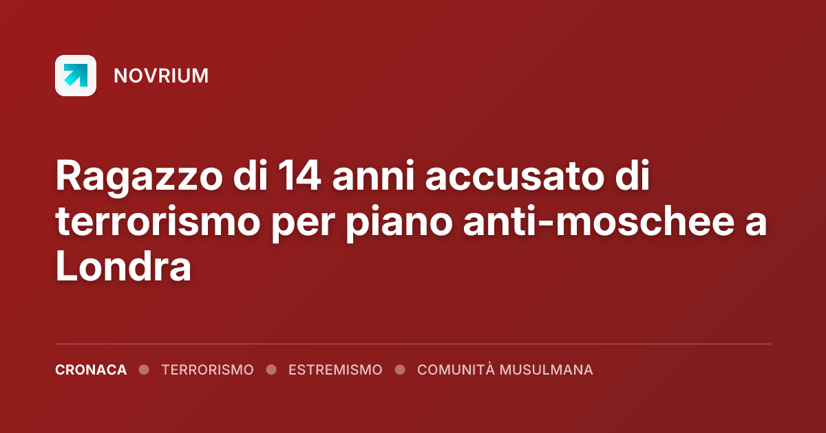 Ragazzo di 14 anni accusato di terrorismo per piano anti-moschee a Londra
