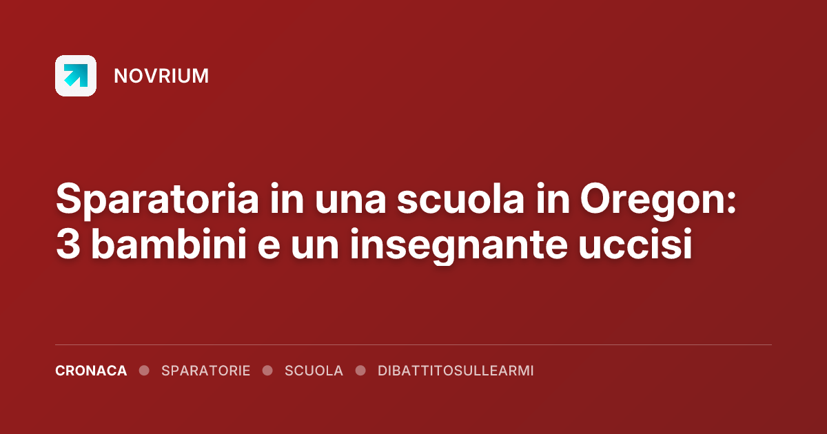Sparatoria in una scuola in Oregon: 3 bambini e un insegnante uccisi