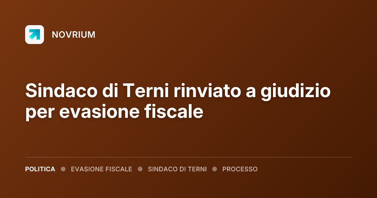 Sindaco di Terni rinviato a giudizio per evasione fiscale