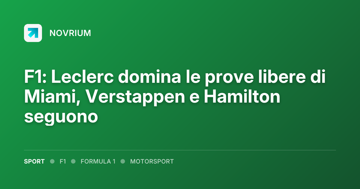F1: Leclerc domina le prove libere di Miami, Verstappen e Hamilton seguono