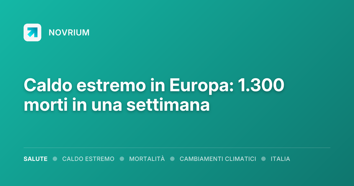 Caldo estremo in Europa: 1.300 morti in una settimana