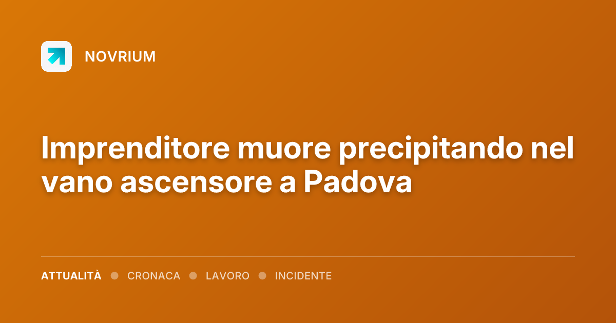 Imprenditore muore precipitando nel vano ascensore a Padova
