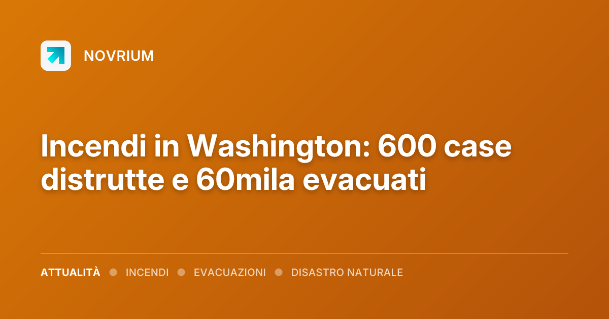 Incendi in Washington: 600 case distrutte e 60mila evacuati