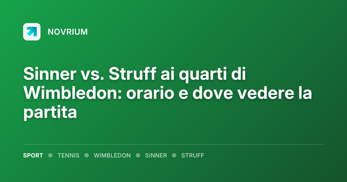 Sinner vs. Struff ai quarti di Wimbledon: orario e dove vedere la partita