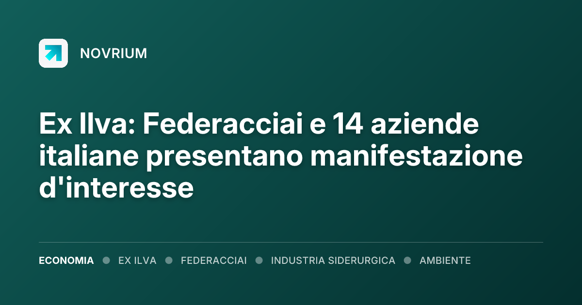 Ex Ilva: Federacciai e 14 aziende italiane presentano manifestazione d'interesse
