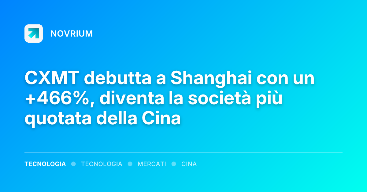 CXMT debutta a Shanghai con un +466%, diventa la società più quotata della Cina