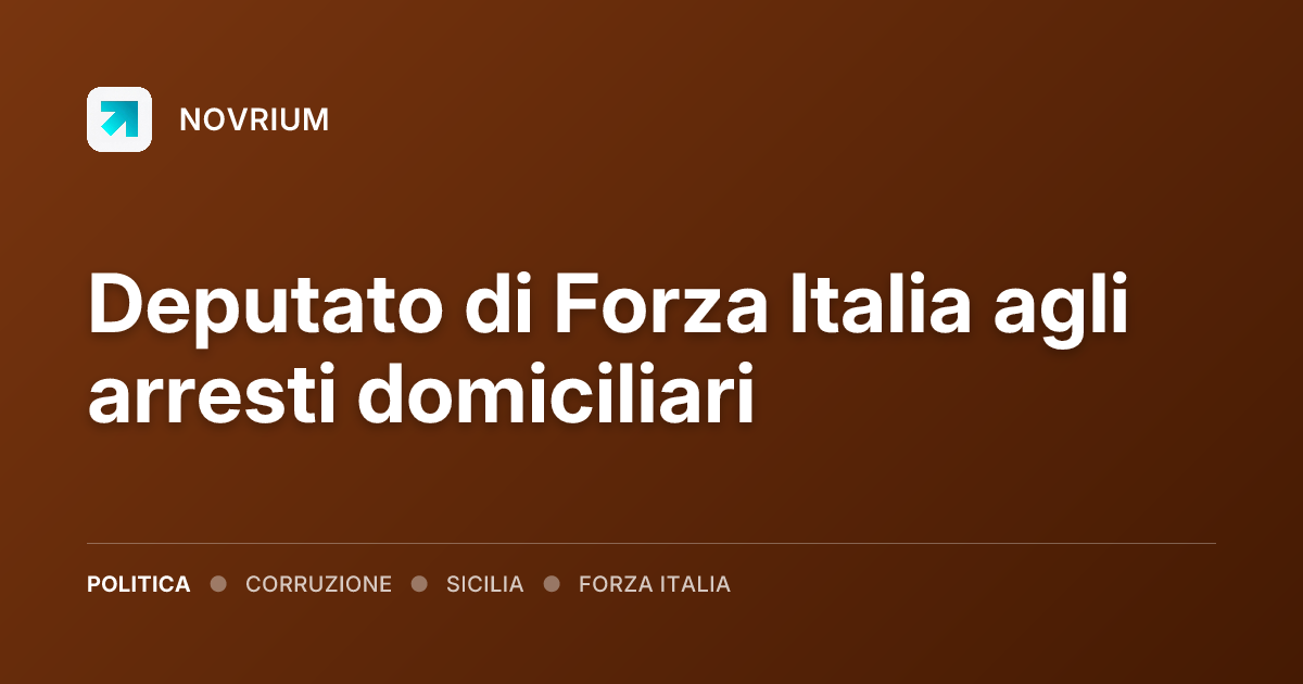 Deputato di Forza Italia agli arresti domiciliari