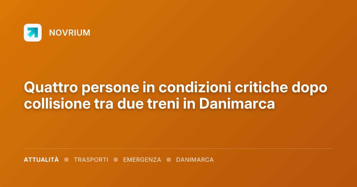 Quattro persone in condizioni critiche dopo collisione tra due treni in Danimarca