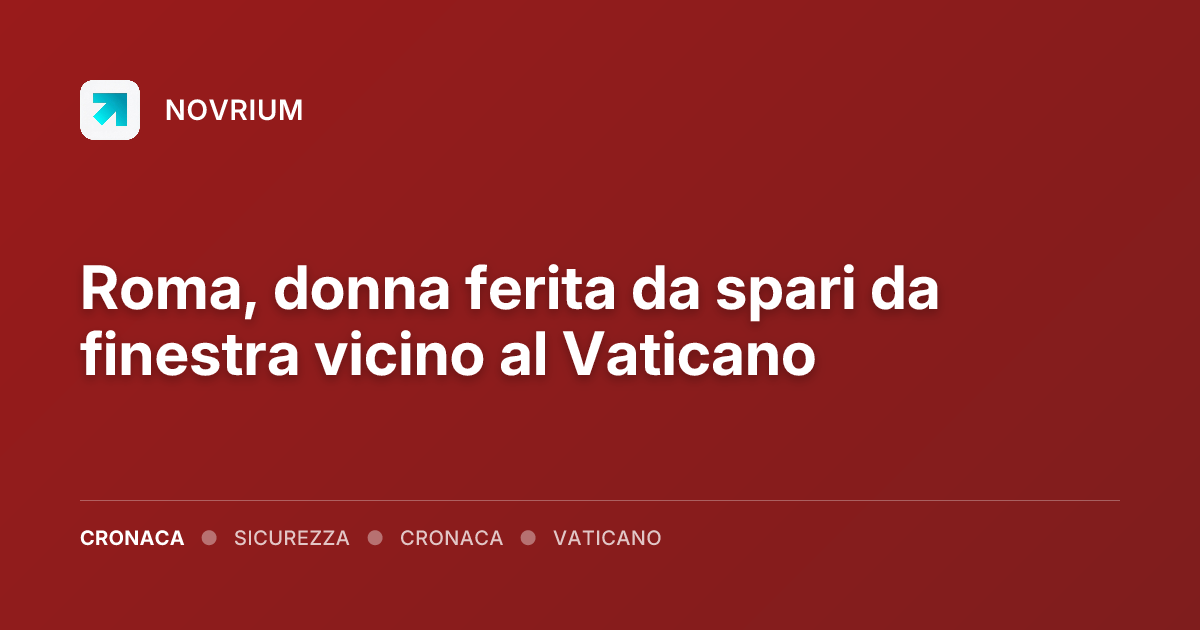 Roma, donna ferita da spari da finestra vicino al Vaticano