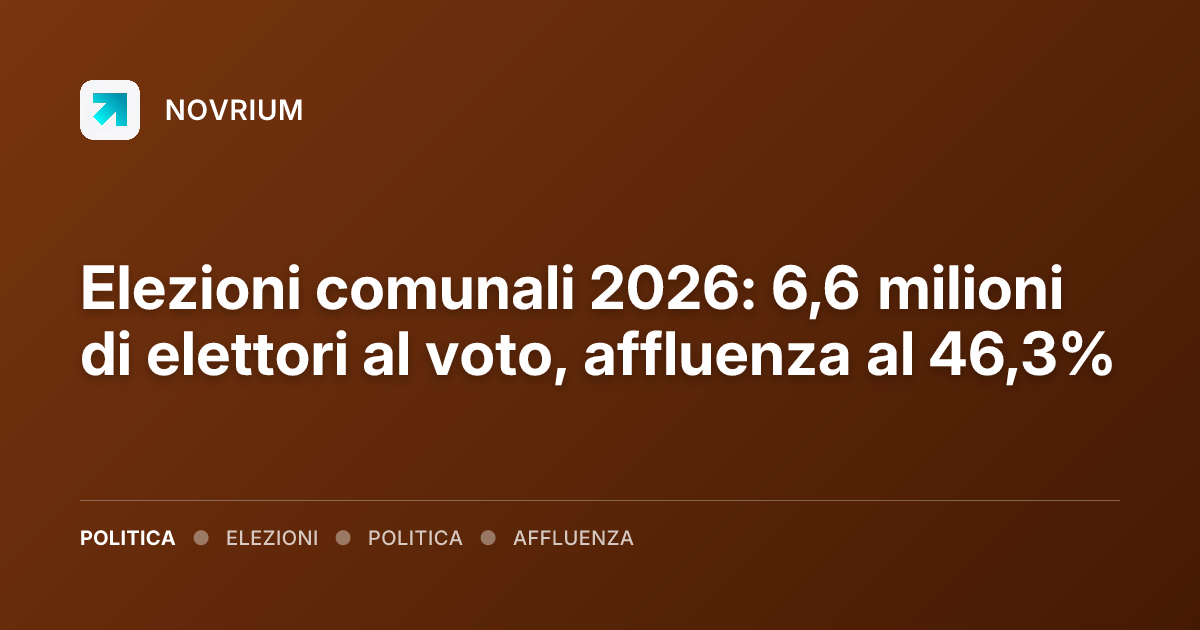 Elezioni comunali 2026: 6,6 milioni di elettori al voto, affluenza al 46,3%