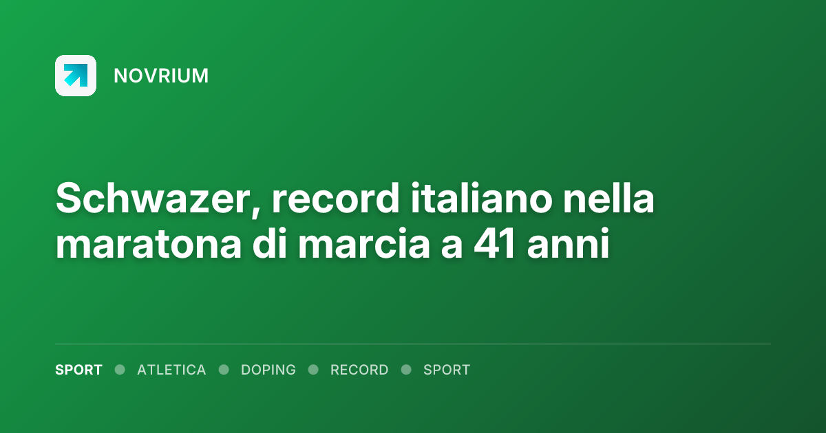 Schwazer, record italiano nella maratona di marcia a 41 anni