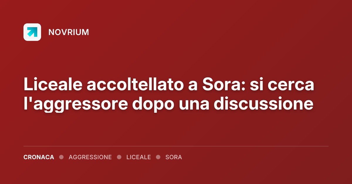 Liceale accoltellato a Sora: si cerca l'aggressore dopo una discussione