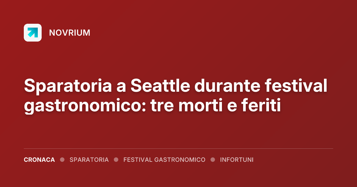 Sparatoria a Seattle durante festival gastronomico: tre morti e feriti