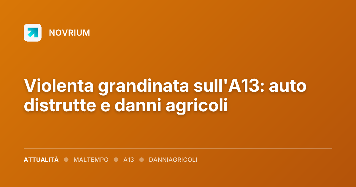 Violenta grandinata sull'A13: auto distrutte e danni agricoli