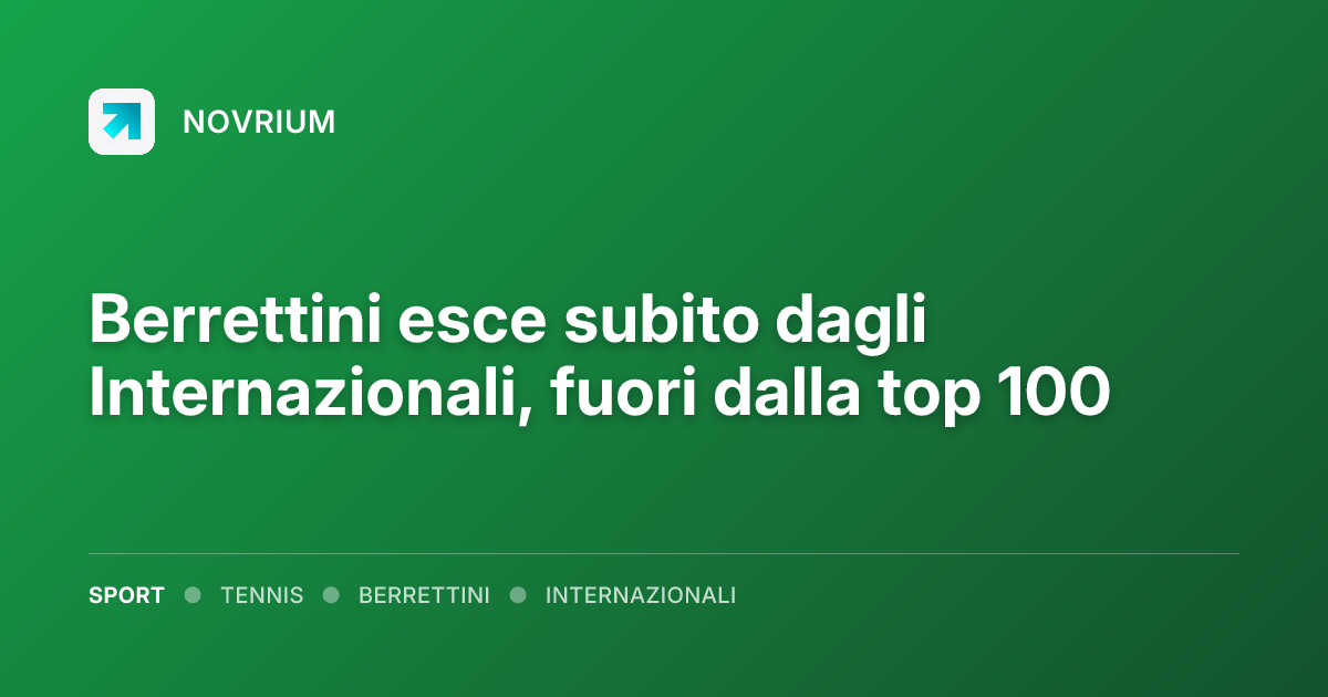 Berrettini esce subito dagli Internazionali, fuori dalla top 100