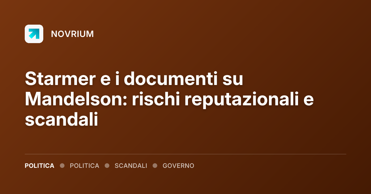 Starmer e i documenti su Mandelson: rischi reputazionali e scandali