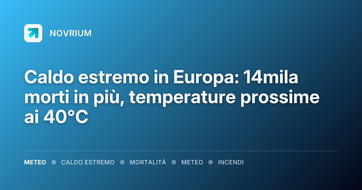 Caldo estremo in Europa: 14mila morti in più, temperature prossime ai 40°C
