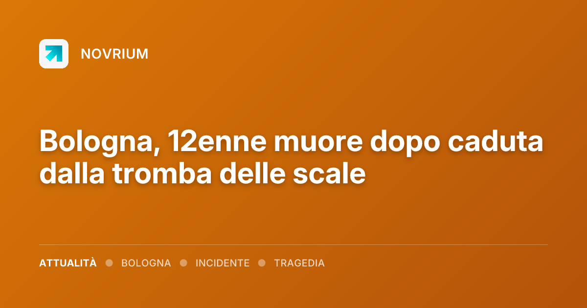 Bologna, 12enne muore dopo caduta dalla tromba delle scale