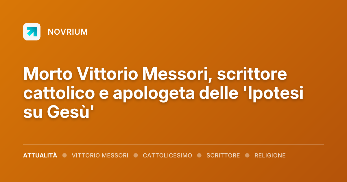 Morto Vittorio Messori, scrittore cattolico e apologeta delle 'Ipotesi su Gesù'