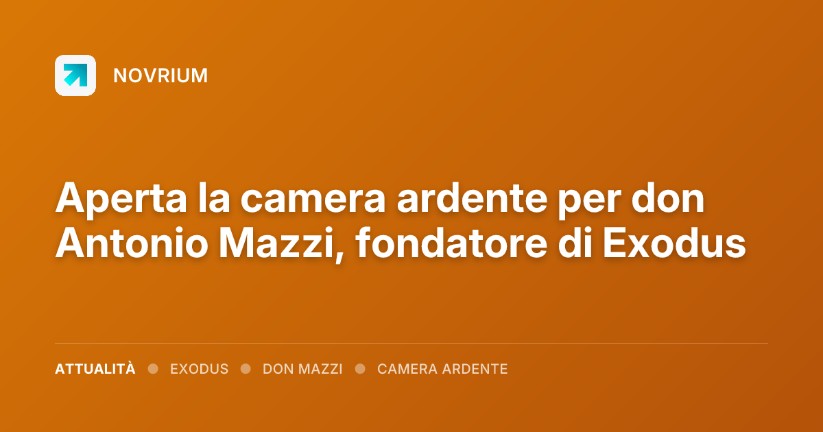 Aperta la camera ardente per don Antonio Mazzi, fondatore di Exodus