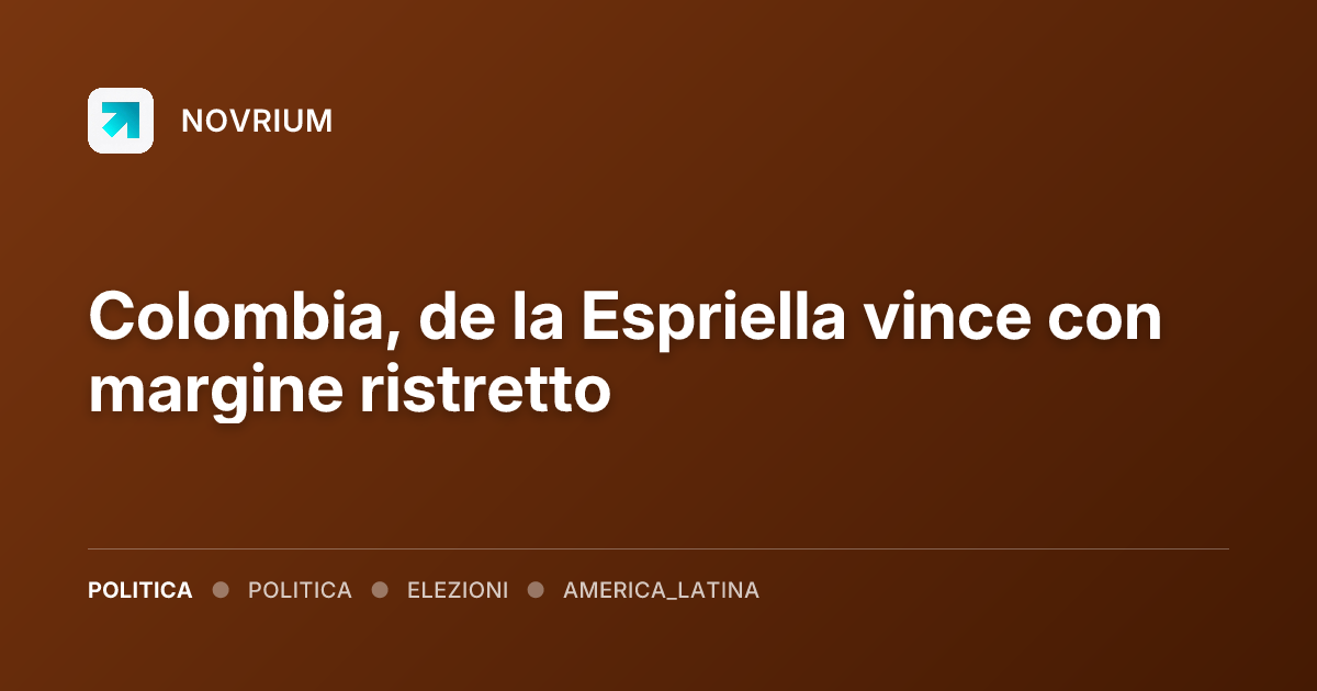 Colombia, de la Espriella vince con margine ristretto
