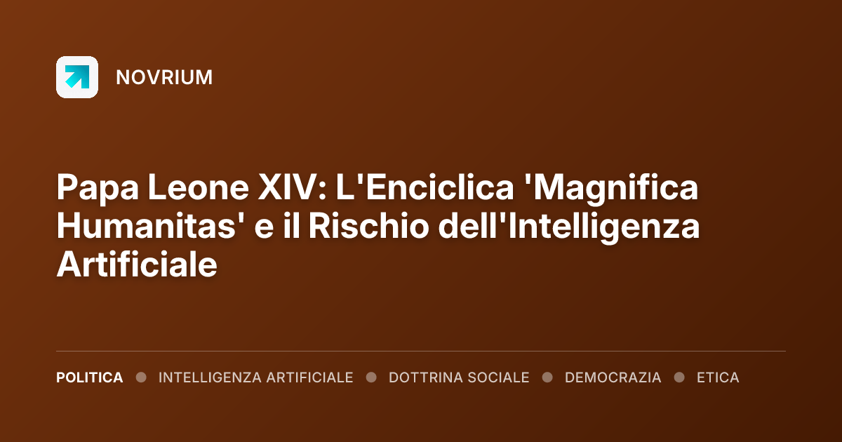 Papa Leone XIV: L'Enciclica 'Magnifica Humanitas' e il Rischio dell'Intelligenza Artificiale