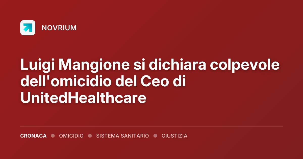 Luigi Mangione si dichiara colpevole dell'omicidio del Ceo di UnitedHealthcare