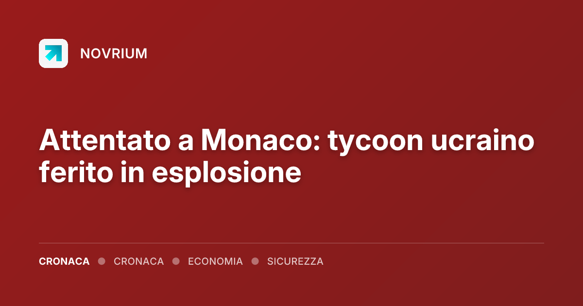 Attentato a Monaco: tycoon ucraino ferito in esplosione