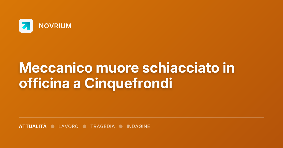 Meccanico muore schiacciato in officina a Cinquefrondi