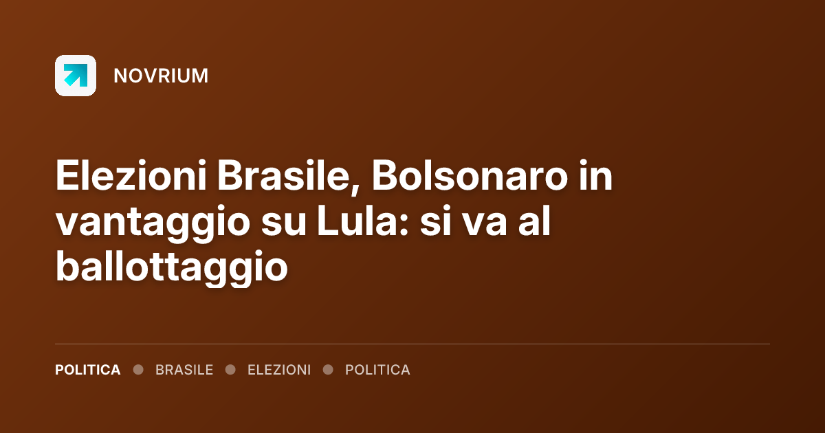 Elezioni Brasile, Bolsonaro in vantaggio su Lula: si va al ballottaggio
